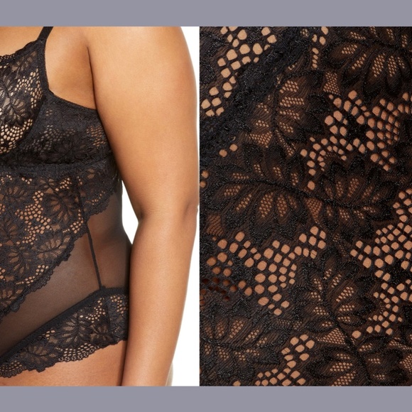 NWT OH LA LA CHERI [ PLUS 2X ] Lace Underwire Teddy in Black‎ - Picture 3 of 12